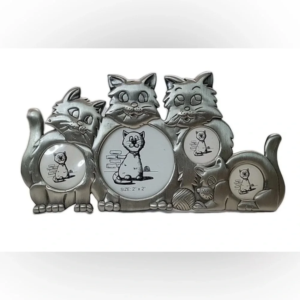 🆕Vintage Fetco And Connoisseur Pewter Cat Picture Frames